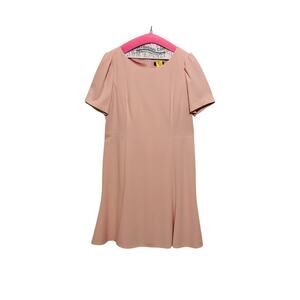 DKNY Dress Womens 16 Pink Short Sleeve Shift Career Round Neck Zip Close Lined